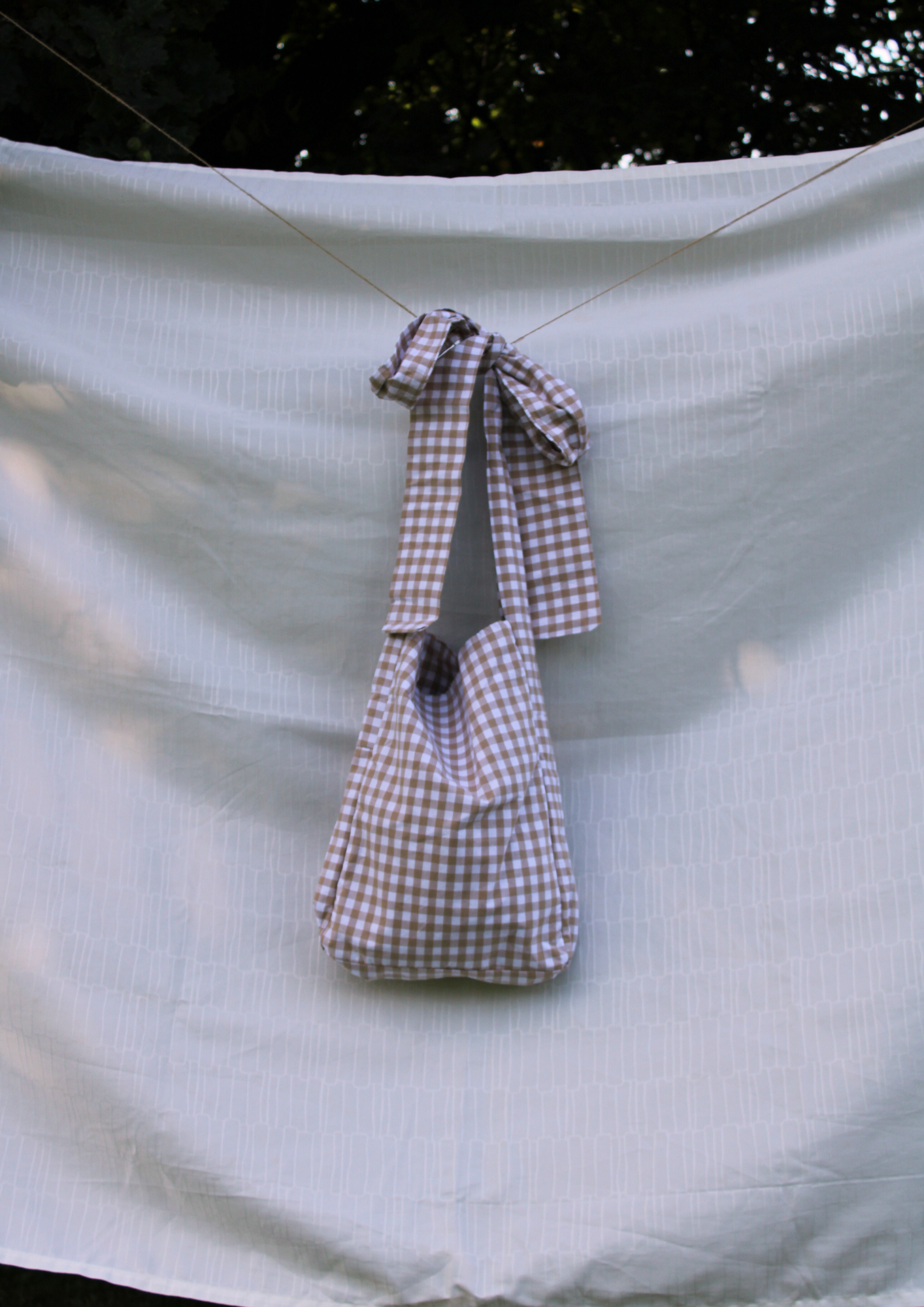 Baumwolle. Tote. Beige kariert.