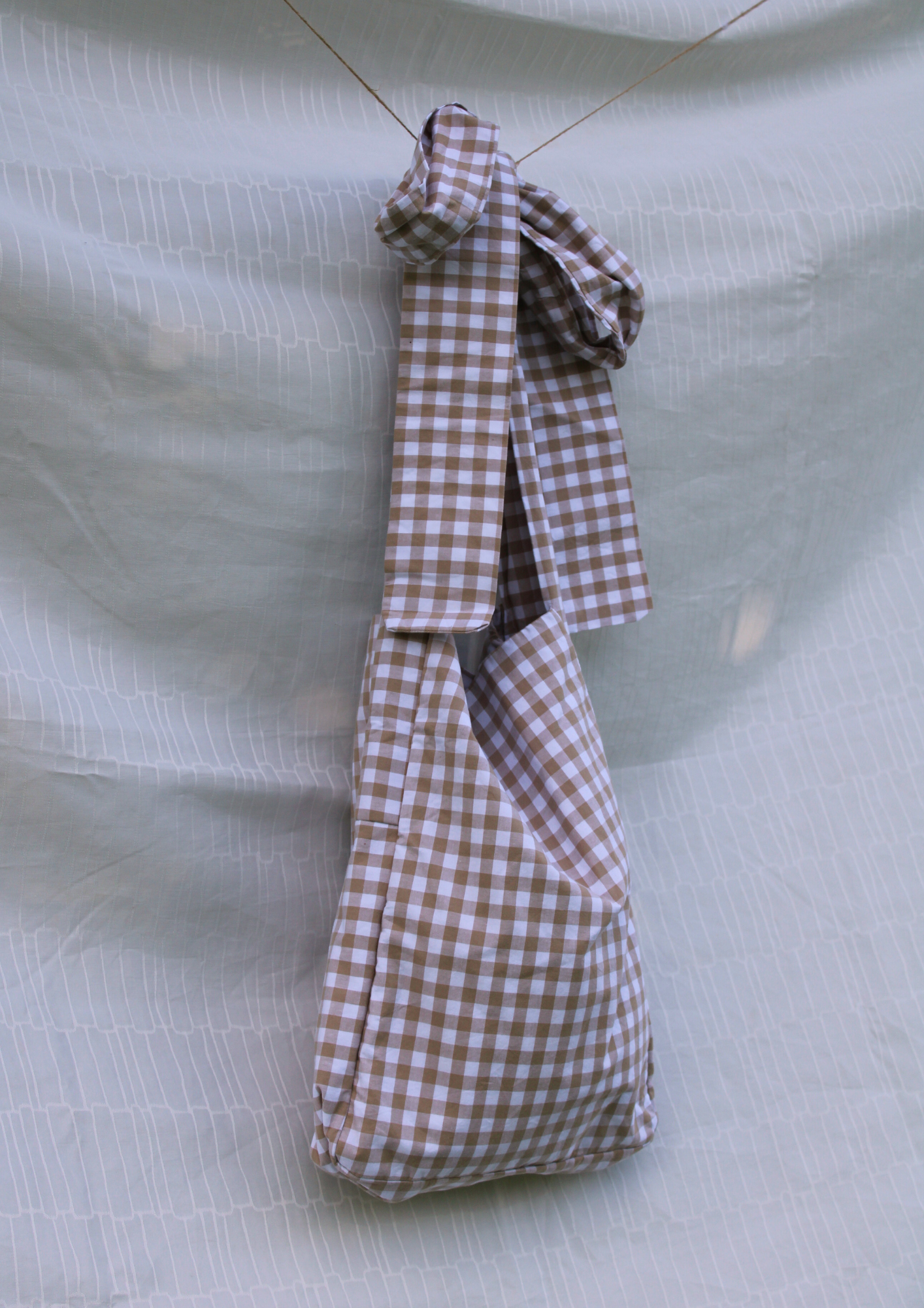 Baumwolle. Tote. Beige kariert.