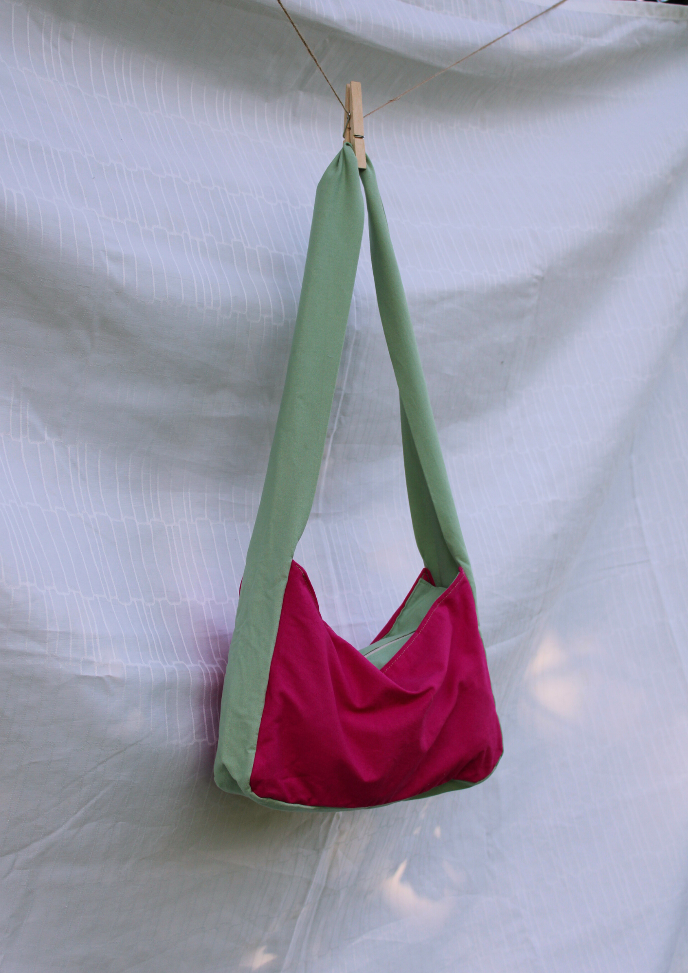 Baumwolle. Crossbody Short. Pink/Mint.