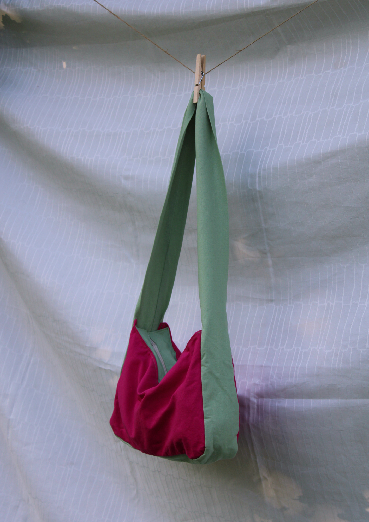 Baumwolle. Crossbody Short. Pink/Mint.