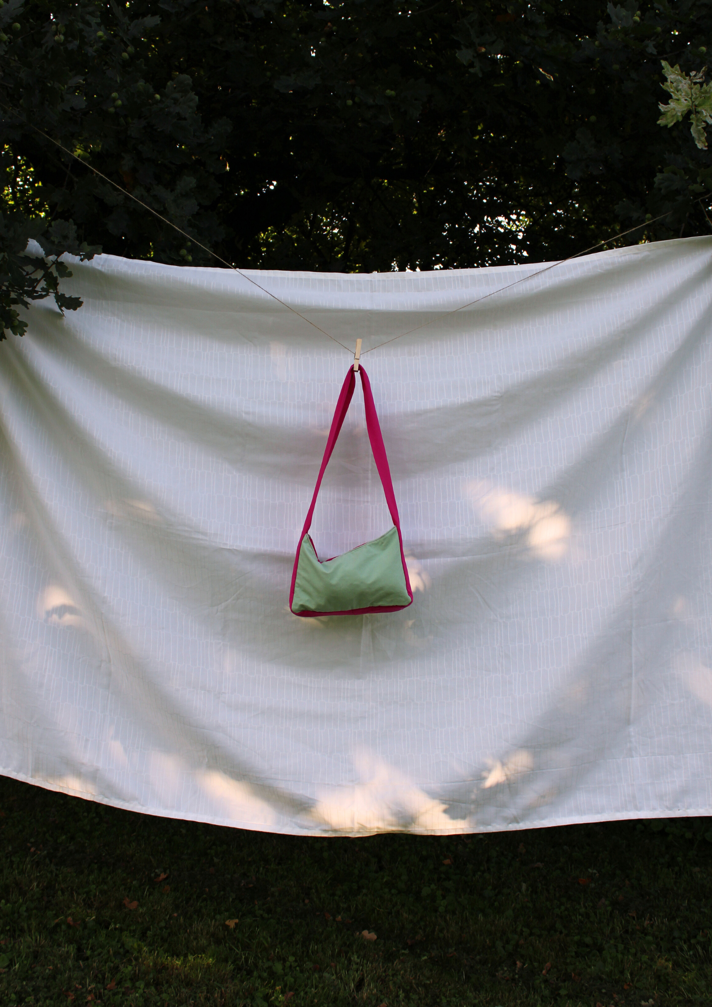 Baumwolle. Crossbody Short. Mint/Pink.