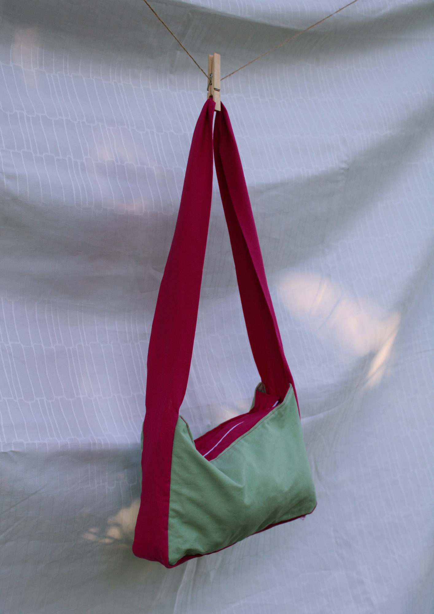 Baumwolle. Crossbody Short. Mint/Pink.