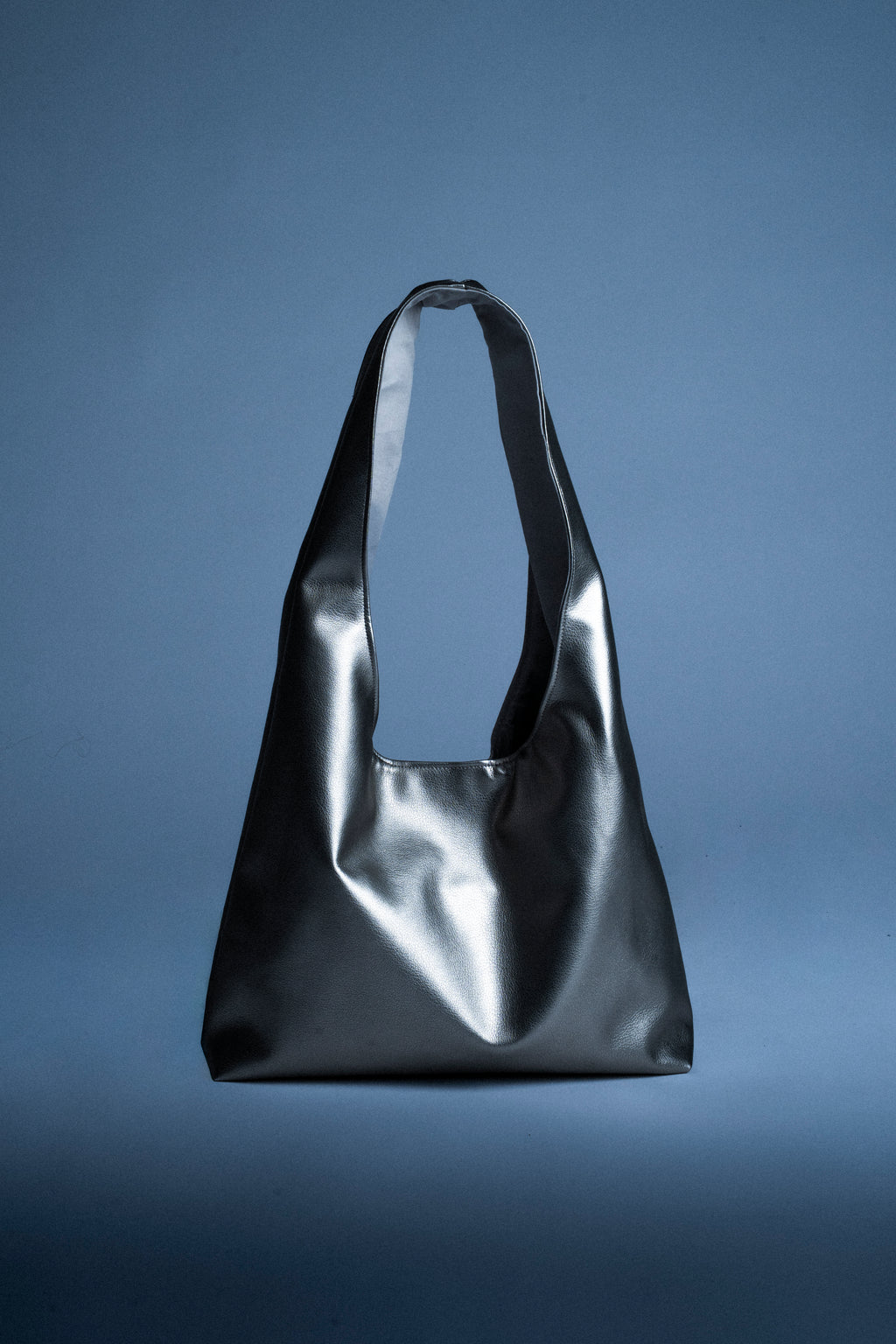 Faux Leather. Maxi. Silver.