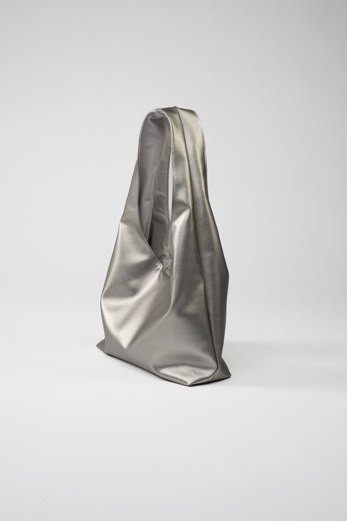 Faux Leather. Maxi. Silver.