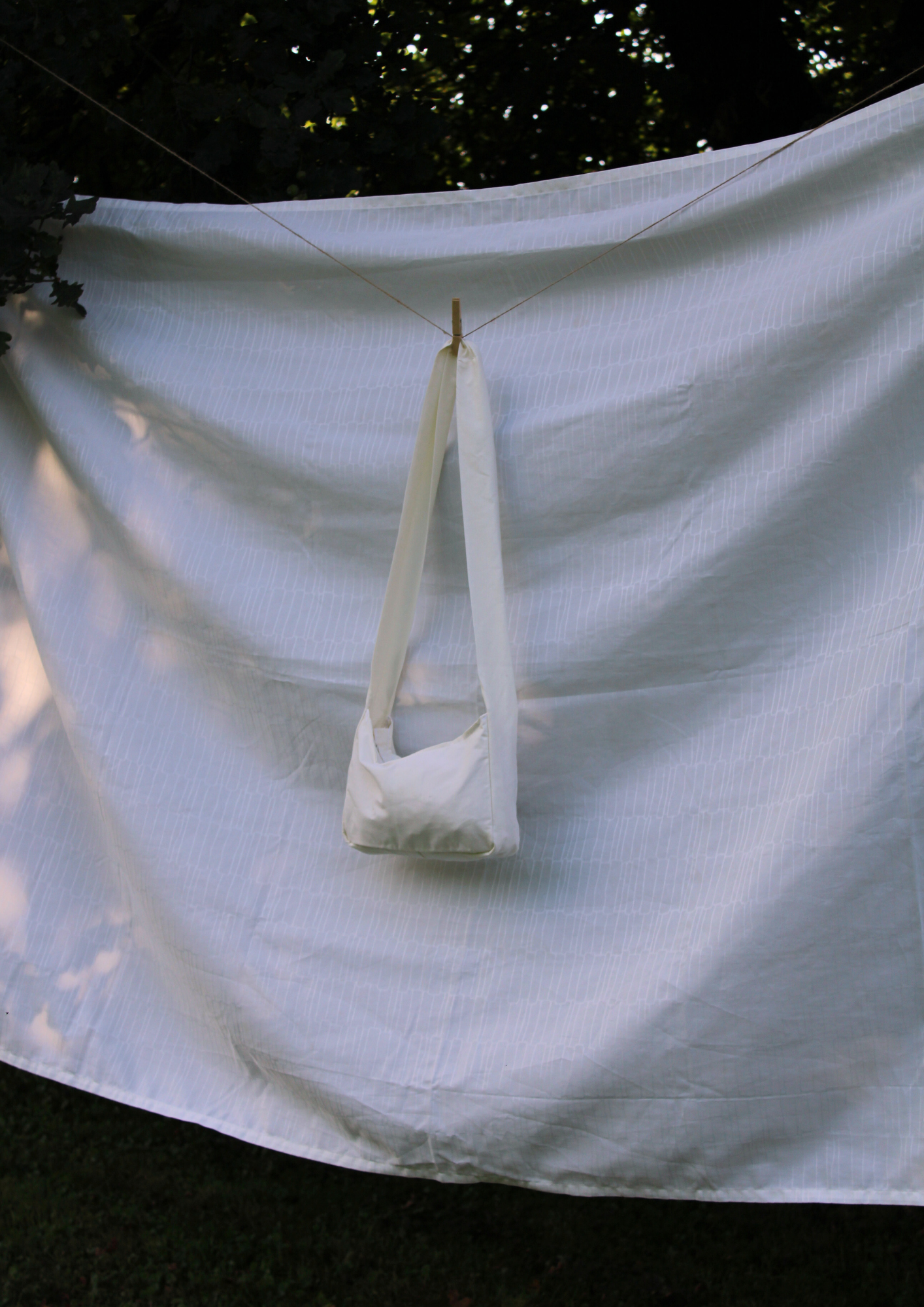 Baumwolle. Crossbody Long. Creme.