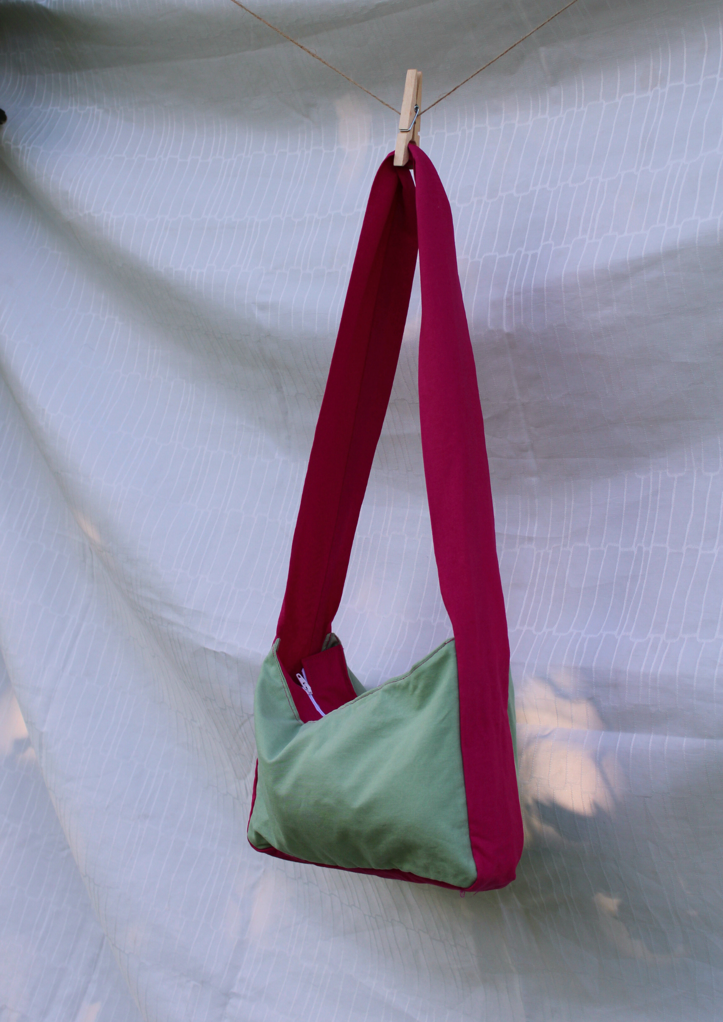 Baumwolle. Crossbody Short. Mint/Pink.